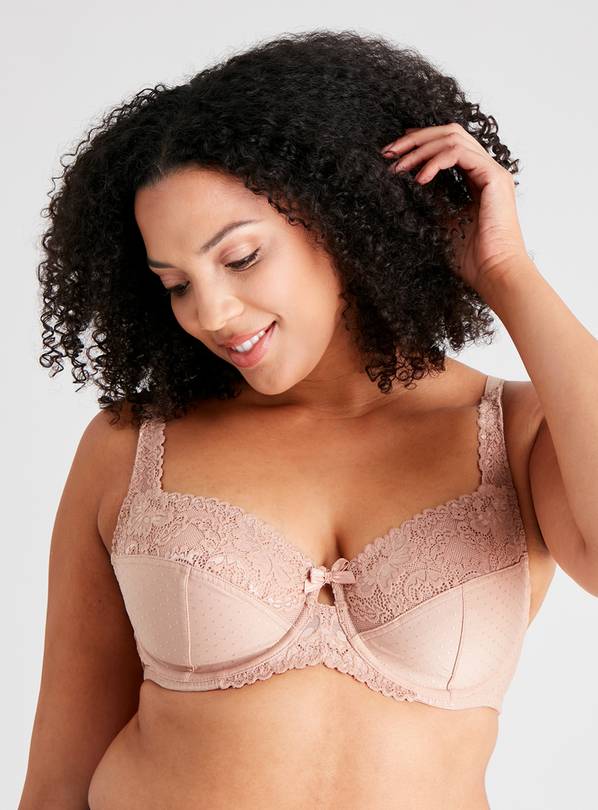 DD+ Caramel Nude Lace Underwired Full Cup Bra - 34G